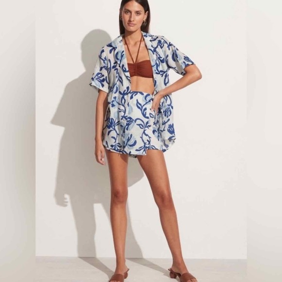 Faithfull The Brand Charlita Shirt Dress Top Ensola Floral Blue Print - Picture 9 of 11